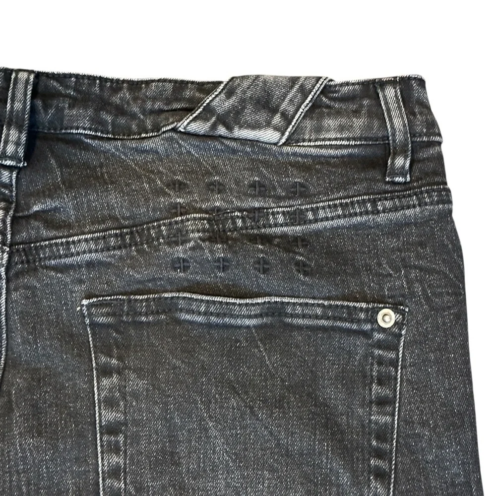 Ksubi Chitch Slim Fit Raw Hem Stretch Denim Jeans in Marbled Black Men’s 34 $220